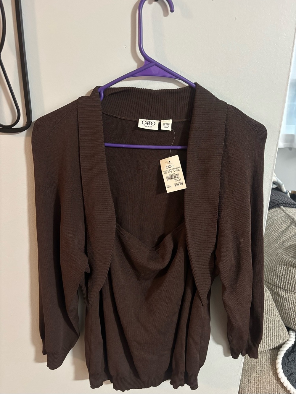 Cato Brown Open-Front Women's Cardigan Sweater